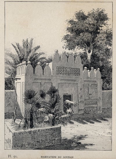 Habitation du Soudan - gravure de 1889 dans « Histoire de l