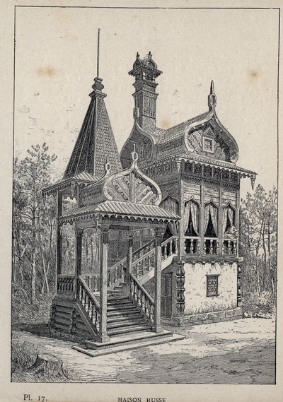 Maison russe - gravure de 1889 dans 