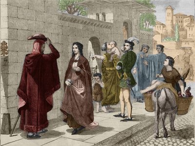 La première rencontre de Laure (Laura de Noves) - Unknown artist