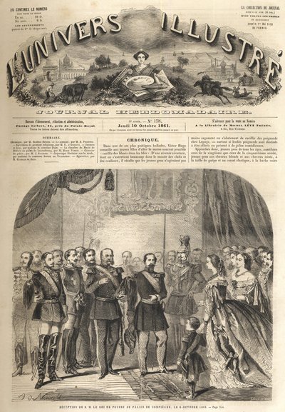 Visite de Guillaume Ier de Prusse à Compiègne en présence de Napoléon III - Gravure de "L