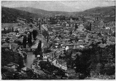 Vue de la ville de Sarajevo en 1894 - gravure - Unknown artist