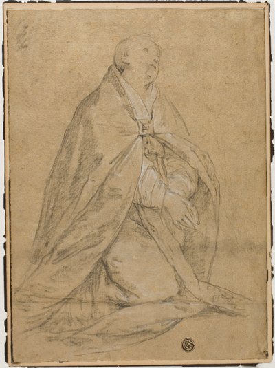 Saint ecclésiastique agenouillé - Unknown Florentine