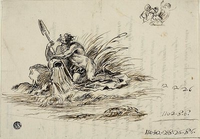 Recto : Un dieu fleuve ; verso : un sonnet de Santi Rinaldi - Unknown Florentine