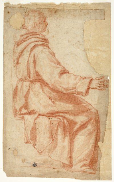 Moine assis de profil à droite - Unknown Florentine