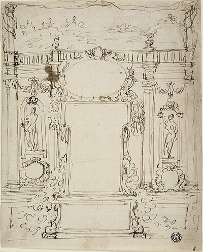Miroir avec cartouche - Unknown Italian
