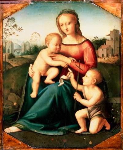 Vierge et enfant avec Jean-Baptiste enfant - Unknown Old Master