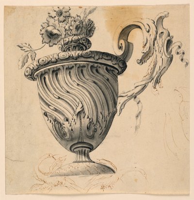 Dessin, peinture au plafond et vase à fleurs, vers 1725-50 - Unknown artistUnknown artist