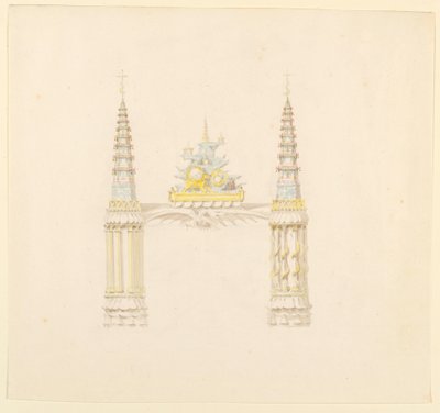 Dessin, cheminée, mur ouest de la salle de musique, vers 1820 - Unknown artistUnknown artist