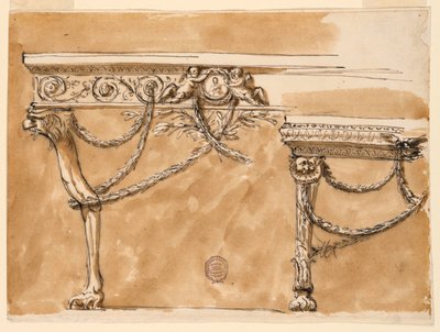 Dessin, tables console, vers 1790 - Unknown artistUnknown artist