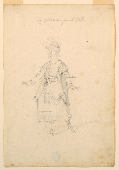 Dessin, création de costumes : Une chanteuse pour un ballet, vers 1720 - Unknown artistUnknown artist