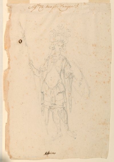 Dessin, création de costumes : Afrique pour un ballet, vers 1720 - Unknown artistUnknown artist