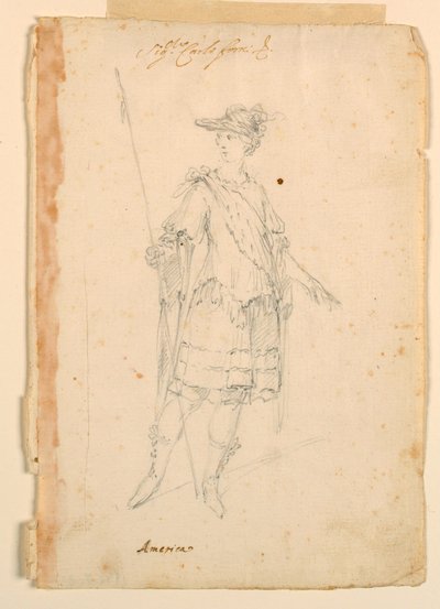 Dessin, création de costumes : Amérique pour un ballet, vers 1720 - Unknown artistUnknown artist
