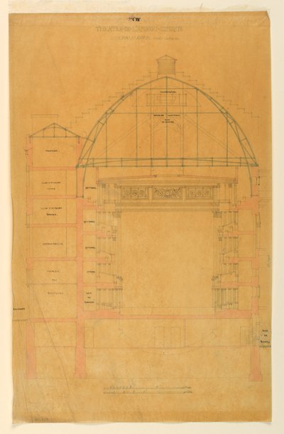 Dessin, coupe transversale du Théâtre de l