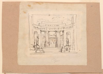 Dessin, conception de rideau, passerelle de courbure Architecture ancienne, début du 19e siècle - Unknown artistUnknown artist