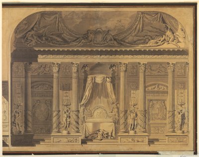 Dessin, projet de chambre à coucher, Hôtel de Mailly-Nesle, Paris, 1770-80 - Unknown artistUnknown artist