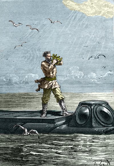 20 000 lieues sous les mers. Le capitaine Nemo sur le sous-marin "Nautilus". Illustration du roman de Jules Verne "Vingt mille lieues sous les mers" - Unknown artist