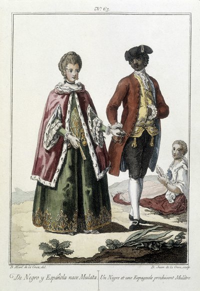 Un Noir et un Espagnol donnent naissance à un mulâtre - gravure - Unknown artist