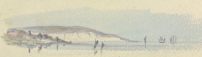 Une côte avec des navires en mer - Unknown artist
