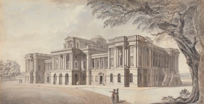 Manoir géorgien, élévations avant et latérales - Unknown artist