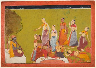 Un groupe de femmes en extase devant Madhava, d