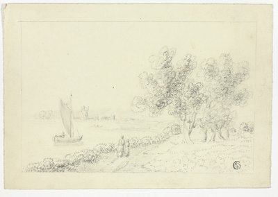 Un port avec un voilier - Unknown artist