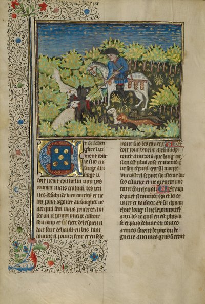 Un chasseur et des chiens tuant un sanglier - Unknown artist