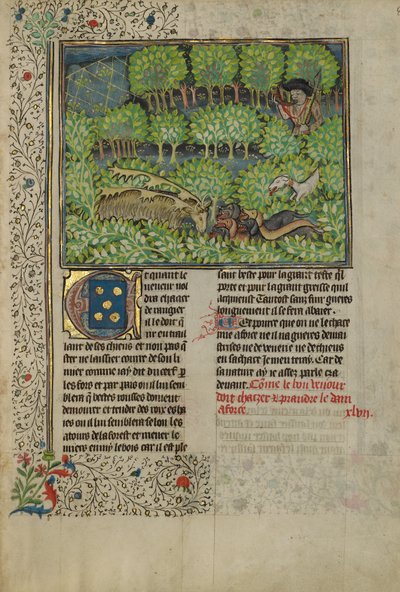 Un chasseur et des chiens à la poursuite de rennes - Unknown artist