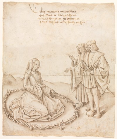 Une dame avec trois prétendants - Unknown artist