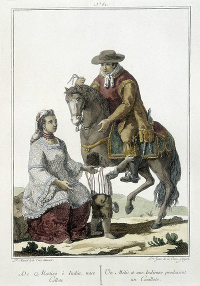 Un Métis et un Indien donnent naissance à une cauillote - gravure - Unknown artist