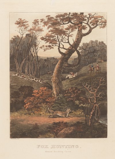 Une paire : Chasse au renard; (1) Renard sortant du couvert - Unknown artist