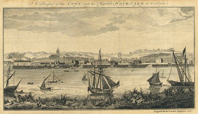 Vue de la ville et du chantier naval de Sa Majesté à Woolwich - Unknown artist