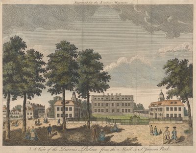 Vue du palais de la reine depuis le Mall dans le parc St. James - Unknown artist