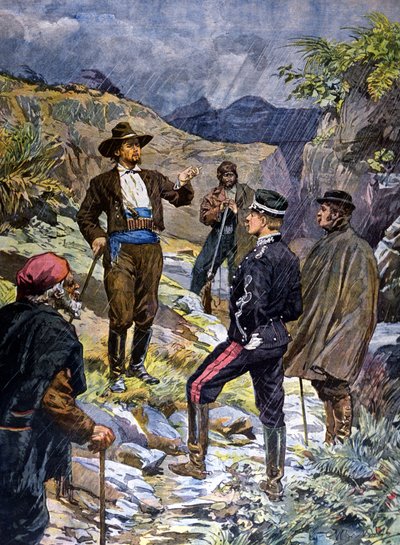Un gendarme pris à partie par un brigand de Sardaigne. 1899. - Unknown artist