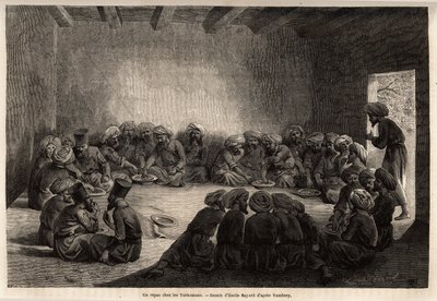 Un repas chez les Turcomans (Irak). Dessin d