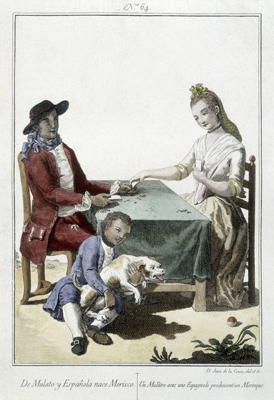 Un mulâtre et un Espagnol donnent naissance à un Maure - gravure - Unknown artist