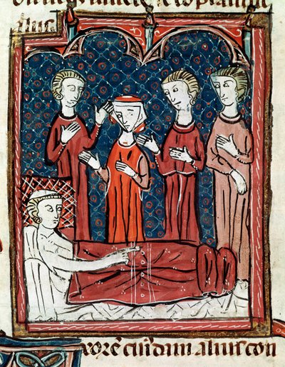 Un patient au lit entouré de médecins (miniature) - Unknown artist