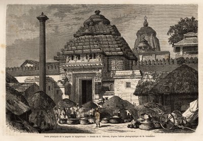 Une promenade populaire devant la porte principale de la pagode Djaghernaut (construite vers 1200), ville sainte et site de pèlerinage dans le sud du Bengale. Gravure pour illustrer le voyage dans les provinces méridionales de l