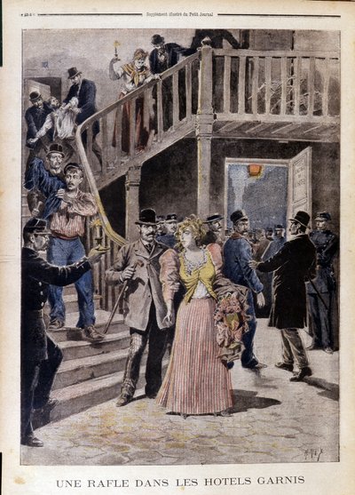 Une rafle dans les hôtels - dans « Le Petit Journal » du 04/08/1895 - Unknown artist