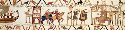 Une scène de la tapisserie de Bayeux représentant le roi Édouard parlant avec Harold - Unknown artist