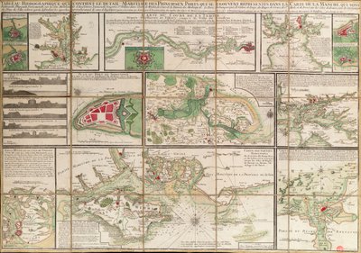 Tableau contenant les détails des principaux ports maritimes représentés sur la carte de la Manche, vers 1780 - Unknown artist
