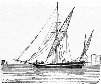 Une tartane, un petit bateau avec un grand mât de la Méditerranée. - Unknown artist