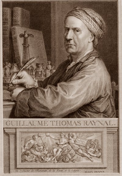 Abbé Guillaume Thomas Raynal (1713-1796) écrivain anglais gravure d