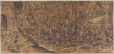 Énée quitte la ville de Troie en flammes - Unknown artist