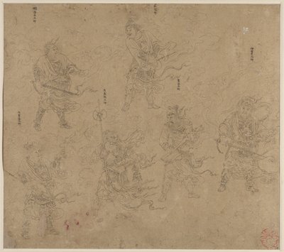 Album de thèmes taoïstes et bouddhistes : Procession de divinités taoïstes : Feuille 13 - Unknown artist