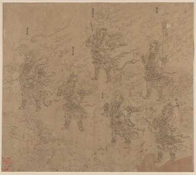 Album de thèmes taoïstes et bouddhistes : Procession de divinités taoïstes : Feuille 16 - Unknown artist