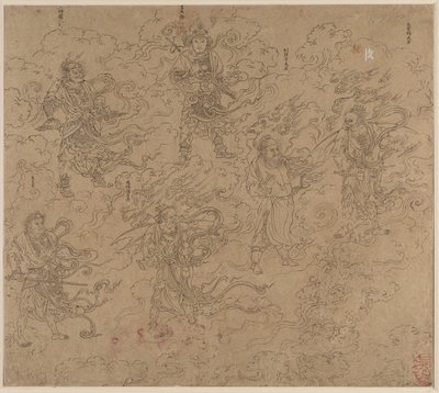Album de thèmes taoïstes et bouddhistes : Procession de divinités taoïstes : Feuille 19 - Unknown artist