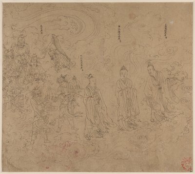 Album de thèmes taoïstes et bouddhistes : Procession de divinités taoïstes : Feuille 20 - Unknown artist