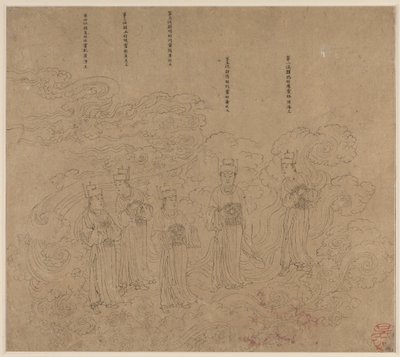 Album de thèmes taoïstes et bouddhistes : Procession de divinités taoïstes : Feuille 22 - Unknown artist