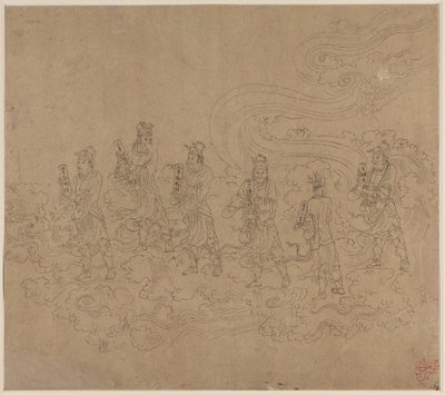 Album de thèmes taoïstes et bouddhistes : Procession de divinités taoïstes : Feuille 23 - Unknown artist