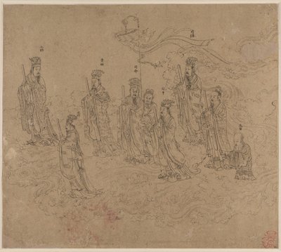Album de thèmes taoïstes et bouddhistes : Procession de divinités taoïstes : Feuille 26 - Unknown artist